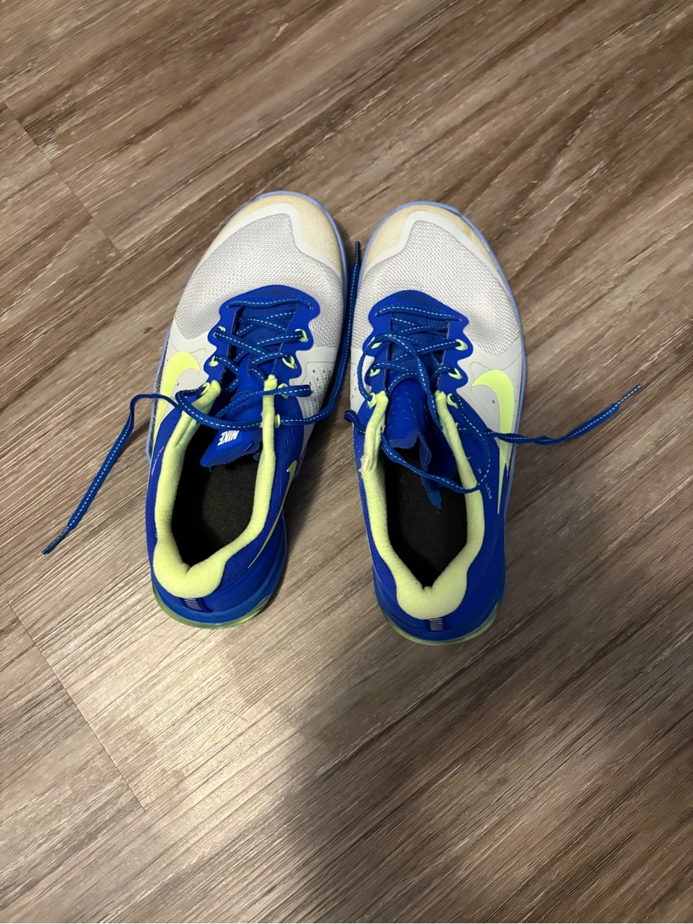 Nike White, Royal Blue & Neon Yellow Trainers